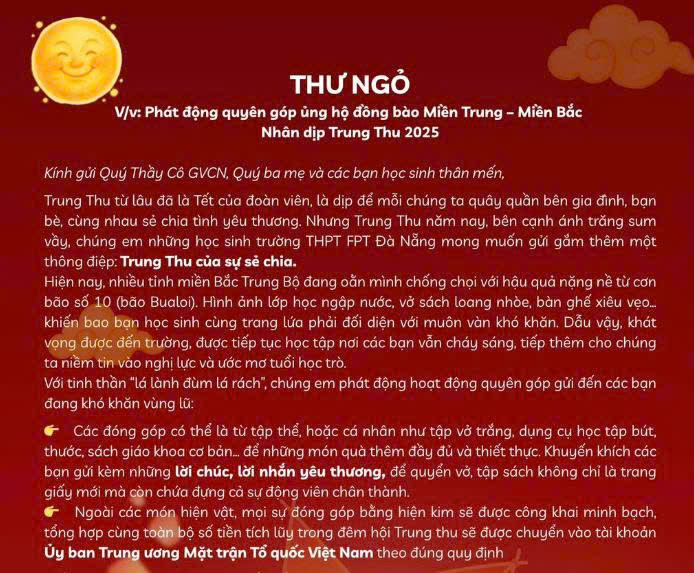 PHÁT ĐỘNG QUYÊN GÓP ỦNG HỘ ĐỒNG BÀO MIỀN TRUNG